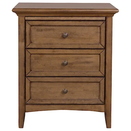 Transitional 3-Drawer Nightstand with Pull-Out Shelf